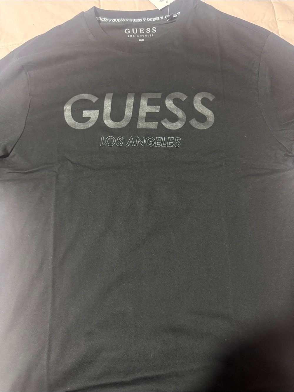 Guess Men's Black Short Sleeve Logo Tee